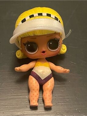 lol doll Yellow-Haired Doll with Purple & White Swimsuit - Kids Toy